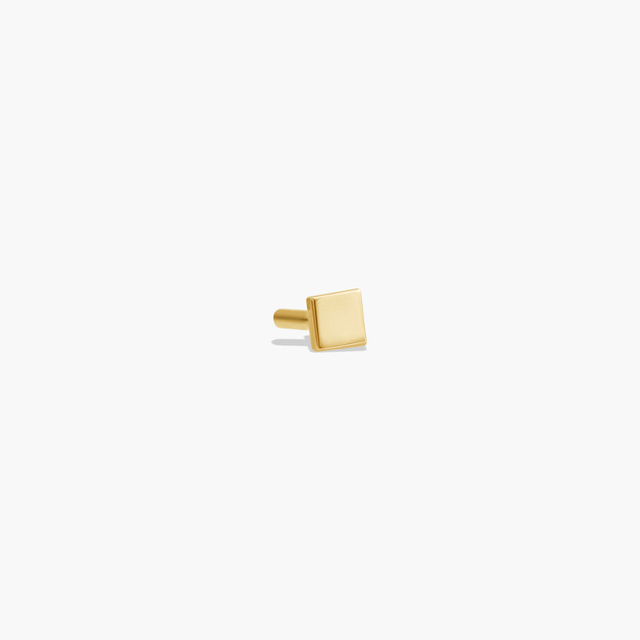 Squarish Stud (single) - Solid 9K Gold - UNPLATED