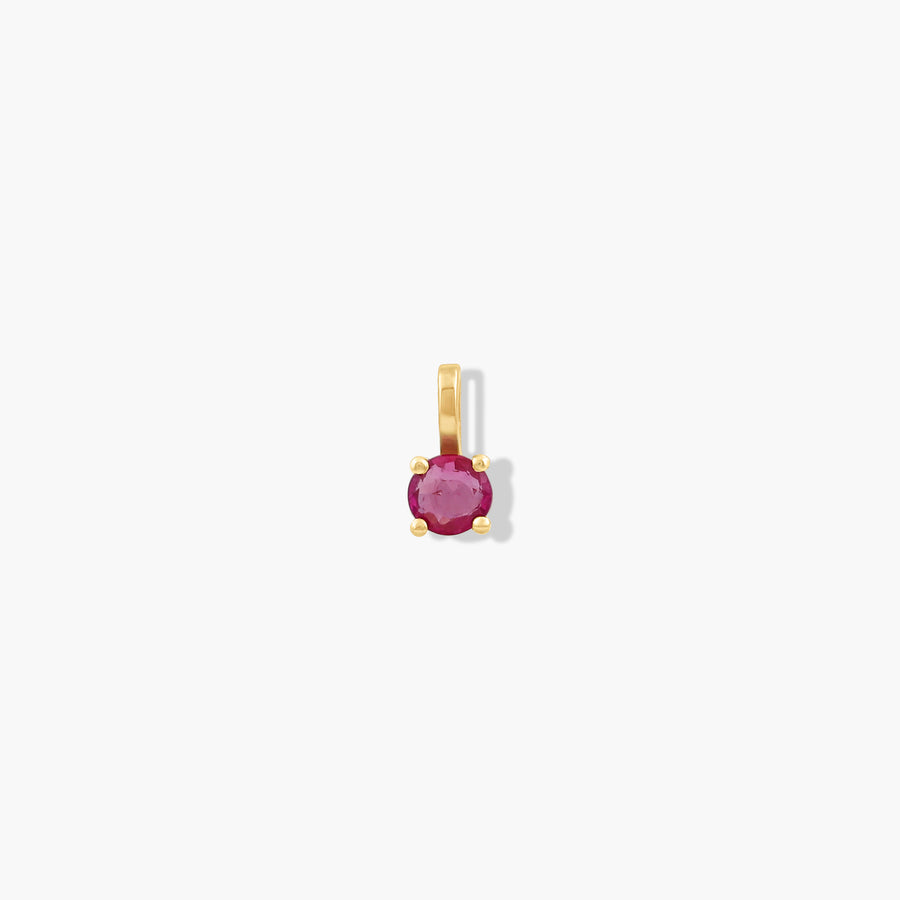 Baby Birthstone Round Pendant - Solid 9K Gold - UNPLATED