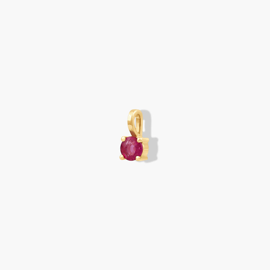 Baby Birthstone Round Pendant - Solid 9K Gold - UNPLATED
