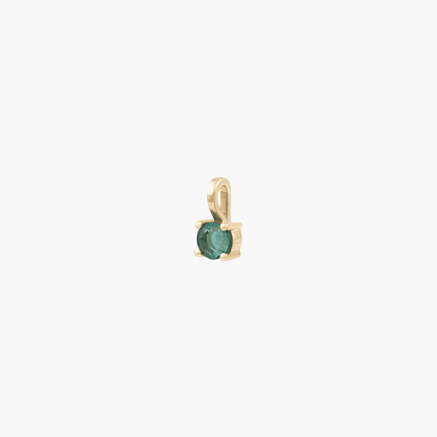 Baby Birthstone Round Pendant - Solid 9K Gold - UNPLATED