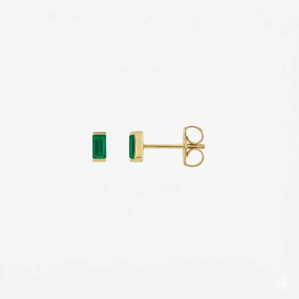 Baby Baguette Birthstone Stud (single)