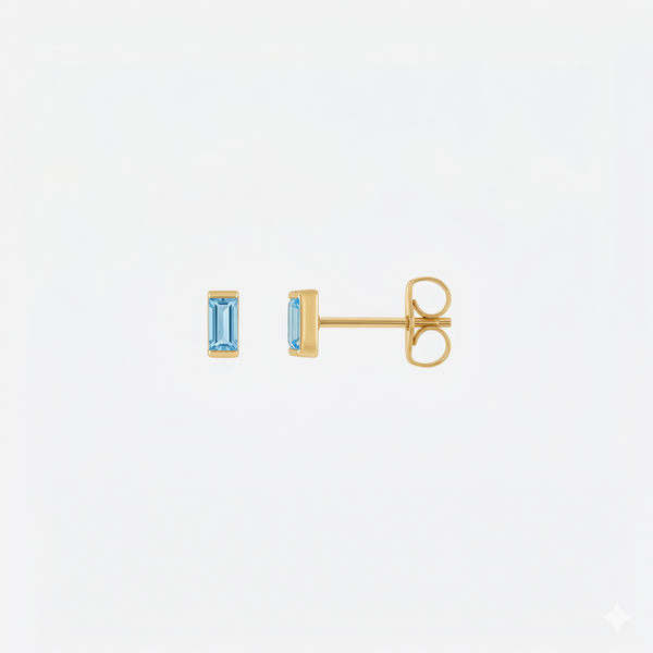Baby Baguette Birthstone Stud (single)